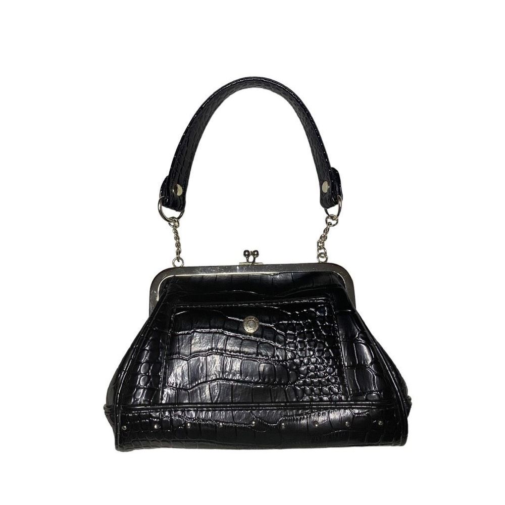 Studded Faux Alligator Small Handbag Metal Accents Beautiful Condition